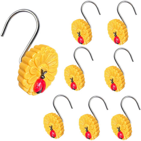 Lot de 12 crochets de douche en métal résistant, anneaux de rideaux, pour rideaux de douche, crochets décoratifs pour rideaux de douche (1/4)
