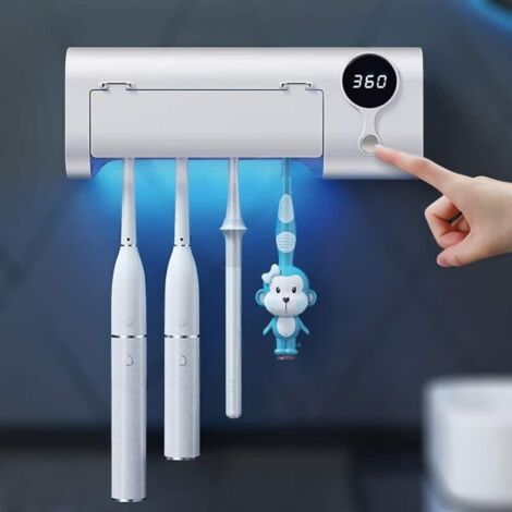 Désinfectant pour brosse à dents, désinfectant pour brosse à dents et support avec fonction de stérilisation, stérilisateur de brosse à dents mural pour salle de bain (1/4)