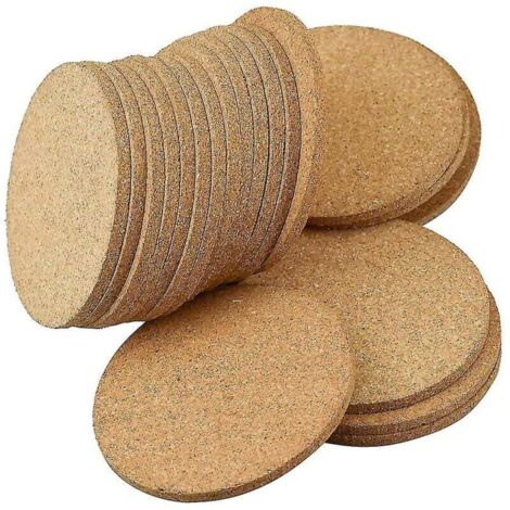 Lot de 10 dessous de verre ronds rétro en bois et liège 10 cm (1/4)