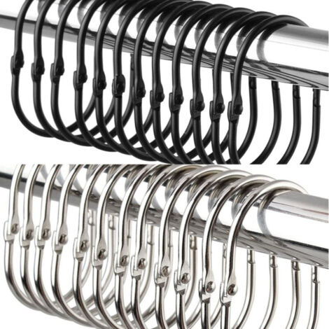Anneaux de rideau de douche 24pcs, anneaux de rideau de douche en métal antirouille, anneaux ovales pour rideaux de douche et crochets (1/4)