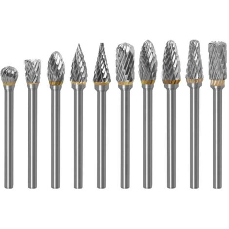 Paquet de 10 têtes de meulage à lime rotative à double fente, bricolage, sculpture sur bois, polissage des métaux, gravure, outils de perçage (1/4)