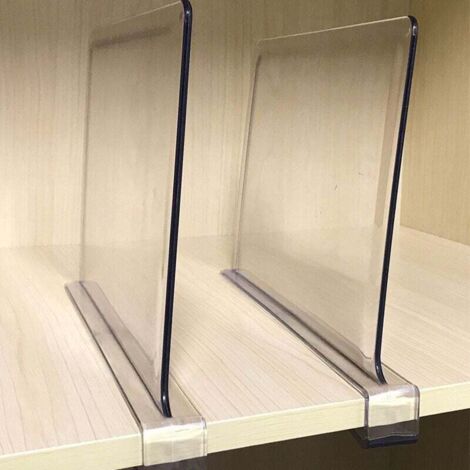 2 pièces Séparateurs d'étagère pour placards, séparateur d'étagère en acrylique transparent pour étagères en bois et organisateur de vêtements/séparateurs de sacs à main parfaits (1/4)