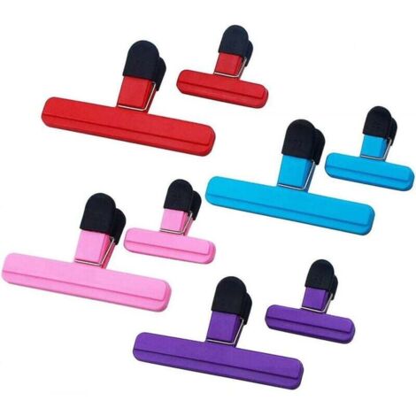 Clips pour sacs à copeaux, grands clips de scellage pour aliments, en plastique robuste, étanches à l'air, pinces de scellage, couleurs assorties (1/4)
