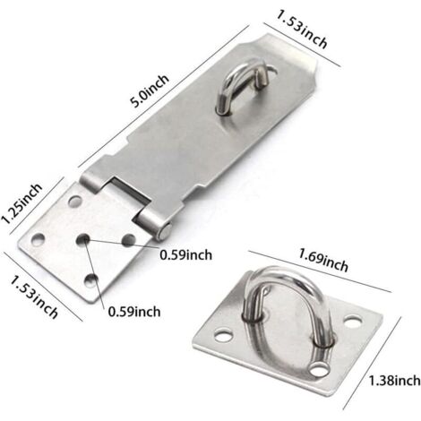 Lot De 5 Loquets De Porte Uxcell – Acier Inox Argenté, Avec Cadenas, Longueur 2.1