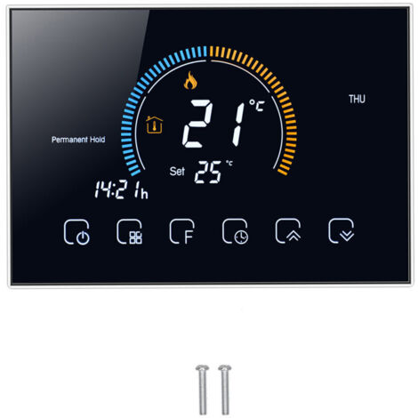 Thermostat intelligent domestique avec contrôleur de température LCD à lumière noire pour l'eau et le gaz AC95240V (BHT8000GCBlack) (1/4)
