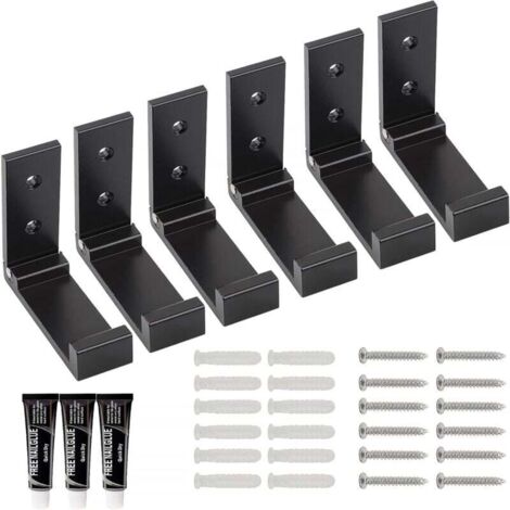 6 Pièces Crochet Pliant, Crochets Muraux Pliables en Aluminium,Lot de Crochets à Vêtements Pliables, pour Casque Audio, Manteau, Cuisine, Salle de Bains, Chambre à Coucher (Noir) (1/4)