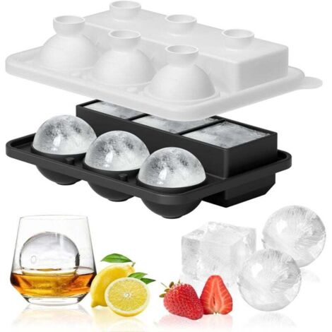 Bac à glaçons en silicone et moule à glace carré pour whisky, cocktails et boissons faites maison – avec couvercle et entonnoir pour un démoulage facile (1/4)