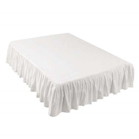 Amazon Basics Jupe de lit légère à volants, style classique, microfibre douce et élégante avec hauteur de 35,6 cm, double, blanc, uni