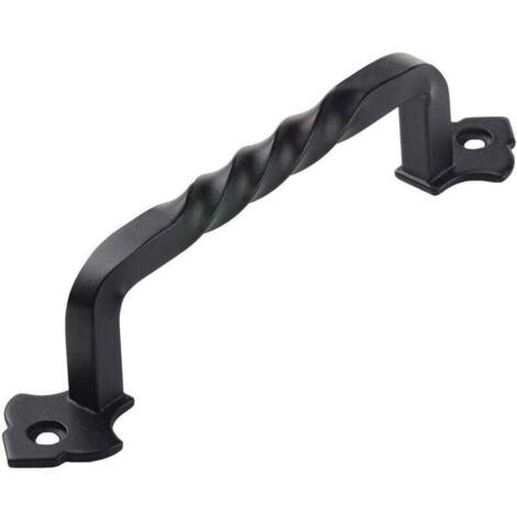Poignée tournante noire rustique de 15 cm (6 po) pour armoire - Entraxe des trous : 128 mm (1/4)