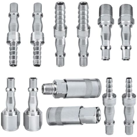 S-giant Connecteurs d'air, 12 raccords d'air, raccords de tuyau d'air BSP de 6,35 mm pour tuyau de 6, 8 et 10 mm (1/4)