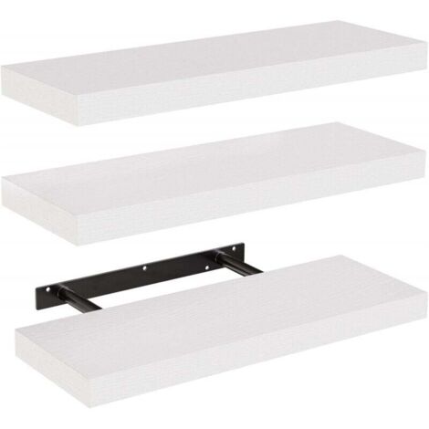 Étagères flottantes, étagères murales pour salle de bain/salon/chambre/cuisine, étagères blanches avec supports invisibles, lot de 3 (1/4)