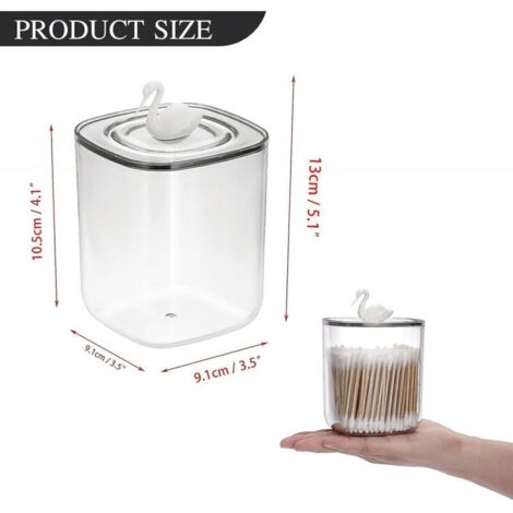 HERCHR Distributeur De Support Qtip De Style Nordique, Organisateur en Cristal De Coton Démaquillant, Boîte De Rangement pour Boule De Coton, Conteneur De Rangement pour Coton-Tige De Bureau(#6