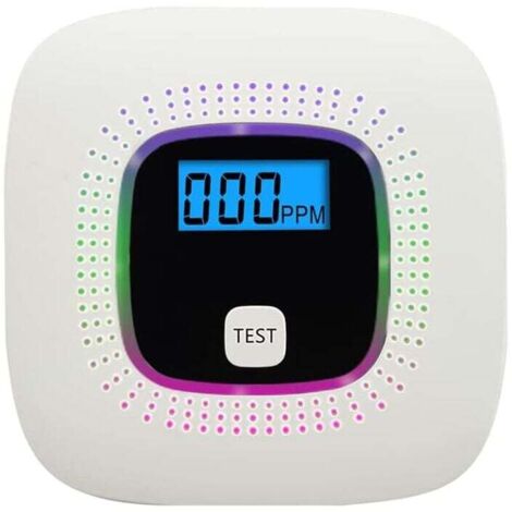 Détecteur de Monoxyde de Carbone, avec Affichage numérique et Fonctionnement sur Batterie remplaçable, Détecteur de CO, avec Bouton de Test et Voyant d'état LED (1/4)