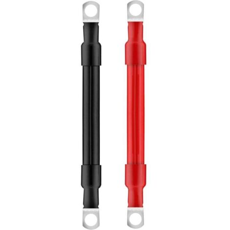 Cable Batterie Voiture 30cm Cable Onduleur de Batterie 2AWG 12V Cable de Batterie avec M10 Cosses à illets pour Camion Auto Moto Marine Solaire Rouge et Noir 2 Pièces