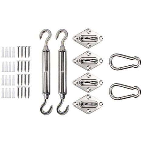 Kit de Fixation pour Voile D'ombrage, Acier Inoxydable Soleil Voile D'ombrage Kit de Fixation pour Triangle et Carré, Rectangle, du Soleil Voile D'ombrage Accessoires de Fixation（304 M6） (1/4)