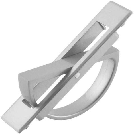 Poignée de porte Tatami - En acier inoxydable - Avec couvercle rotatif - Pour tiroirs et portes coulissantes argenté (1/4)