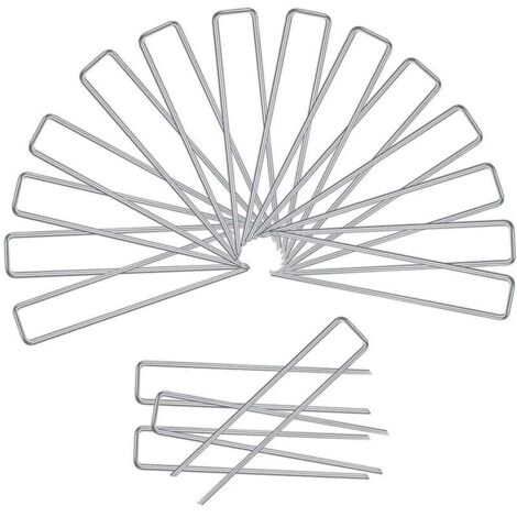 Piquets de Fixation pour Jardin, Pelouse Agrafes en Forme de U pour Bache Anti-Mauvaises Herbes, Galvanisés à Chaud (3x150x25mm)-Différentes options de quantité (1/4)