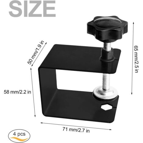Lot 4 Serre-Joints Pince C 50 Mm Acier Inoxydable Réglable - Support Fixation C Pour Travail Bois, Bricolage, Auto