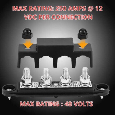 Bloc de distribution d'alimentation 12 V-48 V DC Busbar 250 A,Blocs de jonction de barre collectrice avec 4 x M8 Borne à Bolts pour Voiture Camion Bateau (Rouge Bloc de distribution d'alimentation 12 V-48 V DC Busbar 250 A,Blocs de jonction de barre collectrice avec 4 x M8 Borne à Bolts pour Voiture Camion Bateau (Rouge