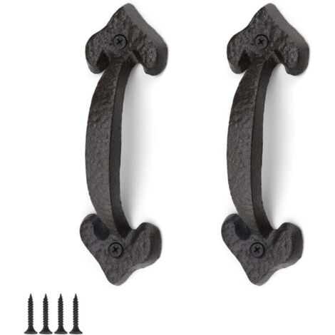 Poignée de Porte en Fonte, 2 Pièces Poignée Porte Coulissante, Poignee de Meuble Cuisine, Longueur 17CM, Convient pour l'Intérieur et l'Extérieur Poignée de Porte (1/4)