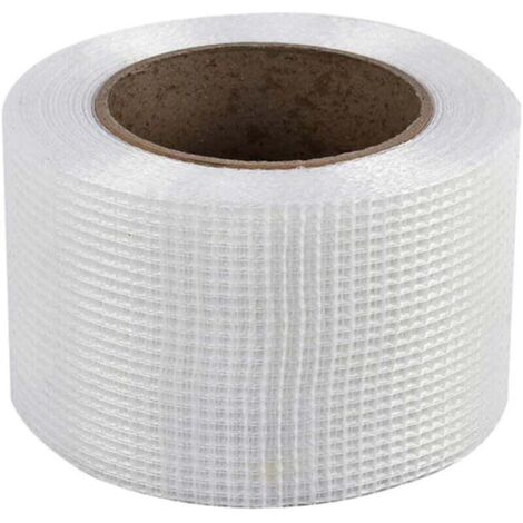 Ruban à Mailles en Fibre de Verre, Jonction en Fibre de Verre Auto-Adhésive Haute Résistance et Rouleau de Tissu de Ruban de Plâtrage pour Remplissage Fissures et Réparation Joints-5 cm x 90 m (1/4)