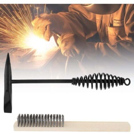 Marteau de soudage conique vertical de 26,7 cm avec poignée à ressort hélicoïdal pour soudure avec brosse métallique de 20 cm (1/4)