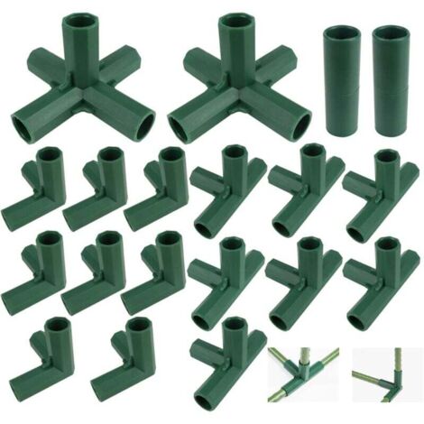 Lot de 20 raccords pour cadre de serre, connecteurs d'angle pour cadres de jardin, étagères de cadre de jardin, 3, 4, 5 voies, 16 mm (1/4)