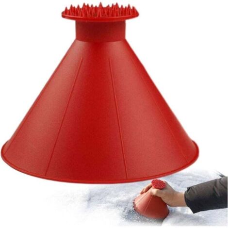 Grattoirs à glace magiques pour pare-brise de voiture, cne de glace, entonnoir, pelle à neige, brosse d'essuie-glace, grattoir rond, pelle à glace pour camions et camionnettes (rouge) (1/4)