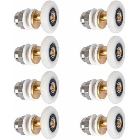 Roulette Porte Douche, Roulettes de Porte Coulissante Cabine de Douche Porte Poulies Roue de Rechange pour Rouleau avec Diamètre de Roues 27mm, 8 Pièces (1/4)