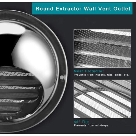 Grille d'aération murale - ASHATA - Ronde - Acier inoxydable - 110mm
