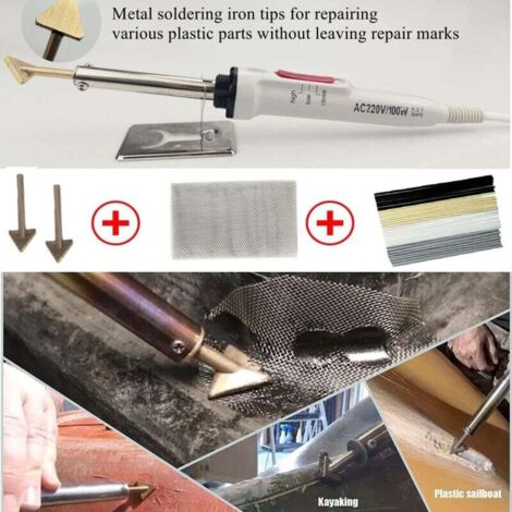 100W Soudure Plastique, Kit Reparation Plastique avec 7 Types 56 Baguettes de Soudage,2 en 1 Soudeuse Plastique avec 2 Pointe de Soudage 2 Panne Fer à Souder,Soudage Plastique pour Voitures Pare-Chocs