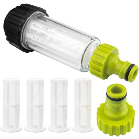 Kit de filtres à eau 3/4" Préfiltre à eau avec 4 filtres et adaptateur rapide pour nettoyeur haute pression, pompe de jardin, arrosage de jardin, camping-car