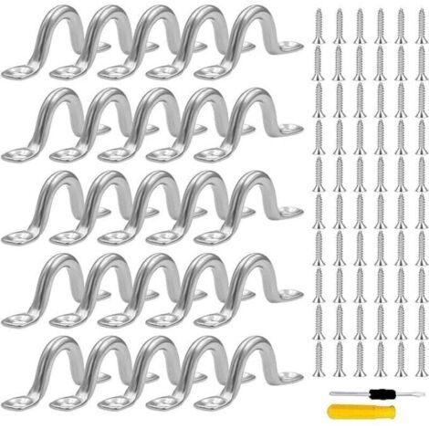 40 Pontet INOX, Acier Inoxydable Pontet avec 80 vis & 1 Tournevis pour Bateau et Kayak,Pont,Voile D'ombrage de Voiture,Gréement de Cano (6 mm) (1/4)