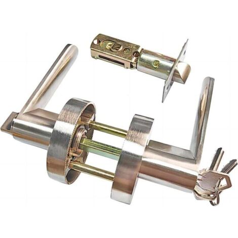 Serrure de Poignée de Levier de Porte Alliage D'aluminium Poignée Porte pour L'utilisation de La Chambre Vestiaire Salle de Rangement et Bureau Taille de Verrou 60/70mm Rond Argent (1/4)