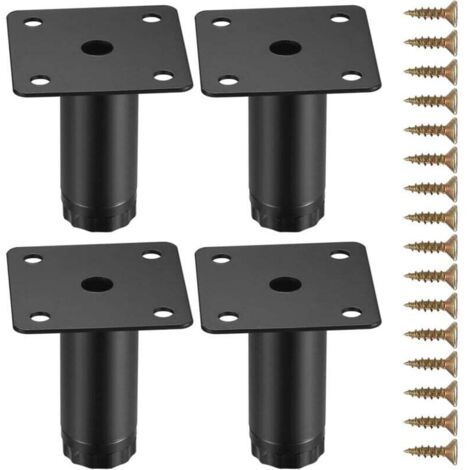 4 Pièces Pieds de Meuble, 10 cm Pieds de Meubles Réglables, Pieds de Support en Fixation en Métal pour Meubles/Table/Chaise/Bureau/Cuisine/Armoire/Canapé (1/4)