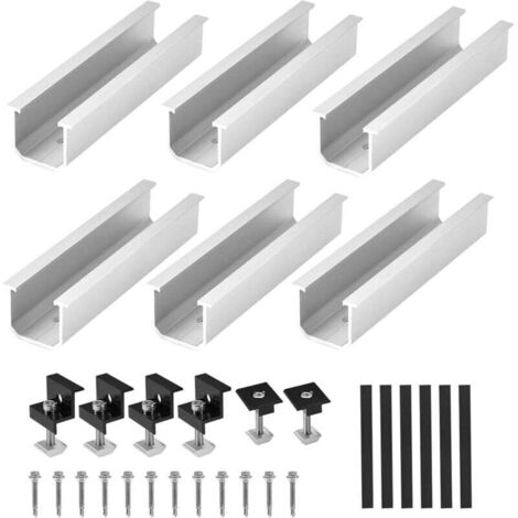 Kit de Support de Panneau Solaire - 6 PièCes de 12cm Support RéGlable Rails Courts en Aluminium SystèMe de Montage pour Panneaux Solaires 30-35 Mm Panneaux Solaires,Toit Plat,Kit de Fixation PV (1/4)