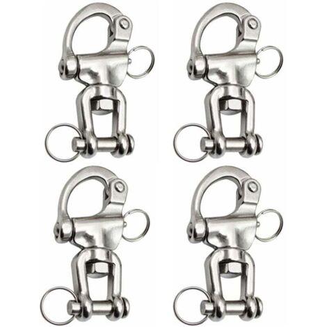 Mousqueton Pivotant à Emerillon 4 Pièces Manille Inox Maillons Rapides en Acier Inoxydable 316 Mousqueton Inox Marine Crochet Attelage Crochet à Ressort Rapide pour Drisse Voilier 70 mm