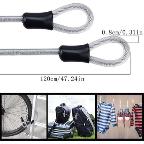 Câble De Sécurité VINZ Kinabalu Avec Serrure à Clé - Câble Antivol Flexible 1000 Cm ART4 - Protection Robuste Pour Vélos, Bateaux Et Meubles