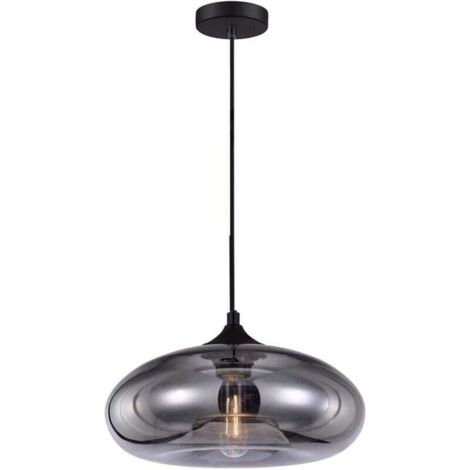 Ineasicer Suspension Industrielle Vintage Ronde en Verre Coloré, Lampe Suspendue au Plafond Retro Loft Bar E27, Lustre Pour Cuisine Salle À Manger Chambre (Argent) [Classe énergétique A+] (1/4)