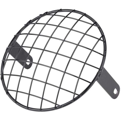 Grille En Maille Métallique Moto 7 "Headlight Mesh Grill Side Mount Universal Cover Mask Pour Cafe Racer (Noir) Grille De Phare De Moto De 7 Pouces (1/4)