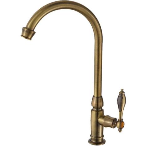 Robinet De Cuisine Mitigeur Robinet Laiton Brossé Eau Froide Robinet Rotatif Lavabo Robinet De Lavabo Pour Vasque Et Lave Mains Bronze Antique