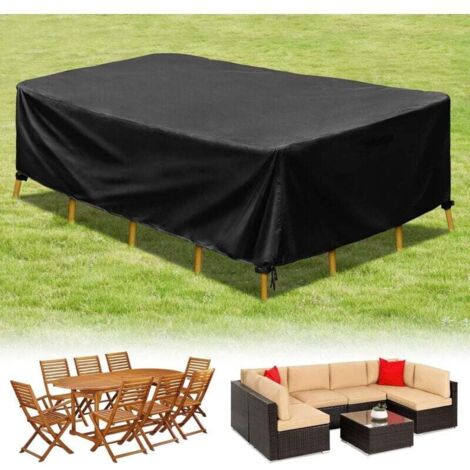 Housse de protection gris foncé - Bâche rectangulaire en polyester enduit PA pour tables de jardin,150×150×75cm (1/4)