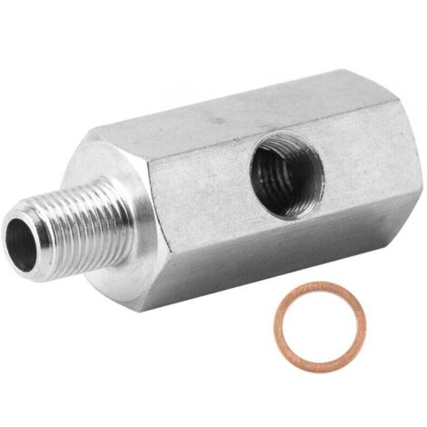 Adaptateur de capteur de pression d'huile Té NPT mâle à femelle 1/8in à M10x1.0 Raccord de jauge pour la ligne d'alimentation du turbo (1/4)