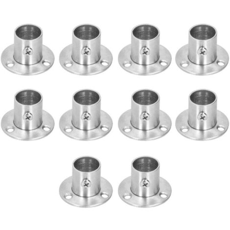 Lot de 10 supports de bride en acier inoxydable pour penderie, support de tringle à vêtements, support de tube rond (1/4)