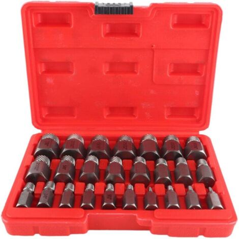 25PCS Kit Extracteur de vis endommagées Acier au chrome Molybdène Extracteur de Boulons Hexagonaux pour Extraction