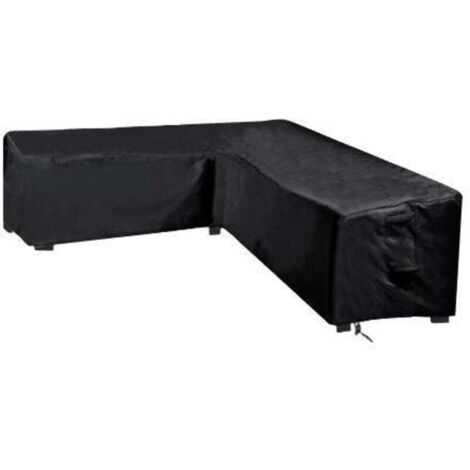 Housse de canapé en L, housse de protection pour meubles d'angle en rotin, imperméable, résistante aux UV, pour salle à manger, 286 x 286 x 82 cm (1/4)