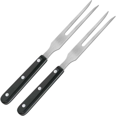 2 fourchettes à découper, fourchettes à casserole, fourchettes à viande en acier inoxydable avec manches en plastique, fourchettes de service pour barbecue de 27 cm, fourchettes à barbecue avec manche (1/4)