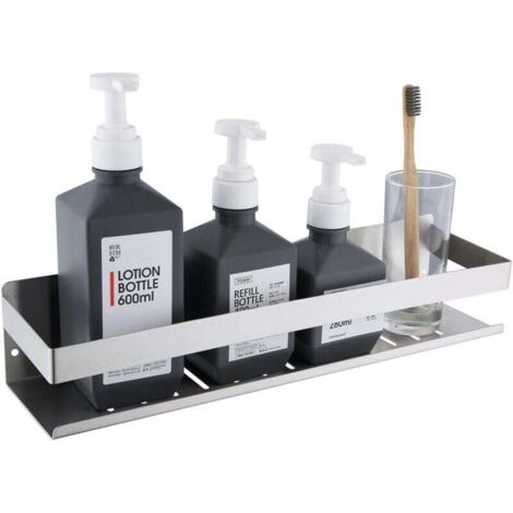 Étagère de Douche Auto-adhésif, Étagère Salle de Bain sans Perçage SUS304 Acier Inoxydable Adhésive Panier de Douche, Nickel Brossé 40CM (1/4)