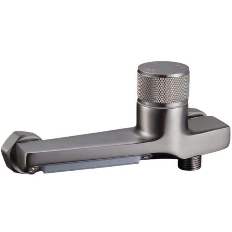 Mitigeur Douche Thermostatique, Mitigeur Thermostatique Bain Douche en Cuivre, Mitigeur Baignoire avec 2 Sorties d'eau, Robinet de Douche Thermostatique avec Bouton de Sécurité (gris) (1/4)