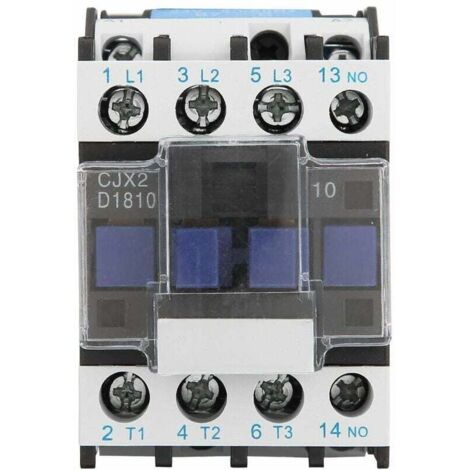 Contacteur AC CJX2-1810 Contacteur Électrique Industriel à 3 Pôles Bobine de Contacteur à Montage sur Rail CA 24/36/48/110/380V(380V AC) (1/4)